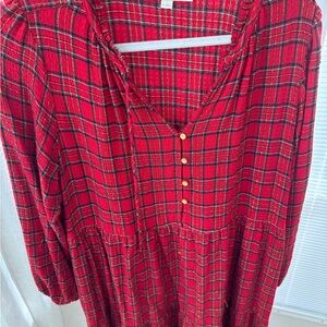 LOFT Red Plaid Dress